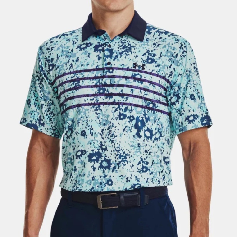 UNDER ARMOUR The Playoff Polo shirt loose fit breathable UPF 40 blue size XXL